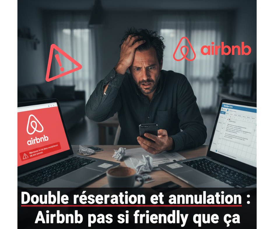 Notification d'annulation hôte Airbnb sur smartphone — pénalités jusqu'à 1000$